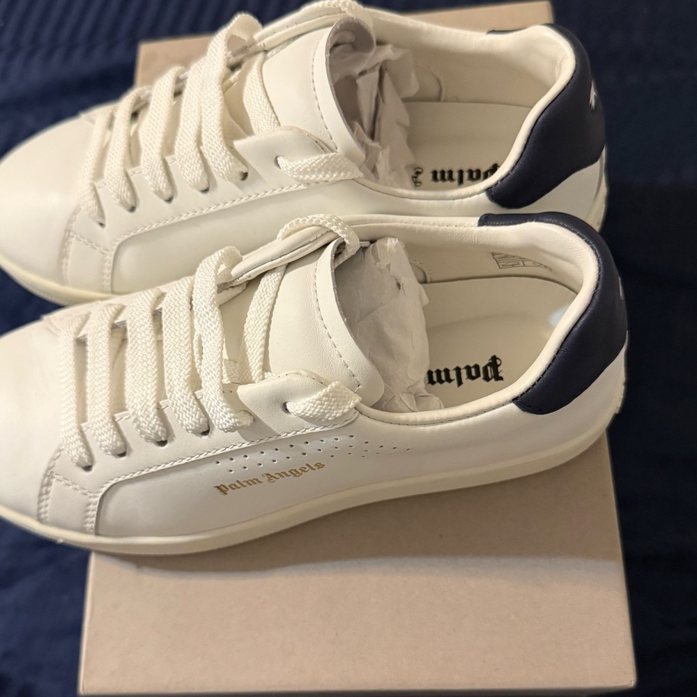 Palm Angels White and Navy Blue Footwear